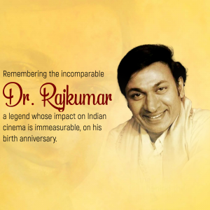 Portrait of Dr. Rajkumar with text commemorating his birthday