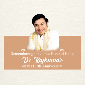 Portrait of Dr. Rajkumar with a tribute message