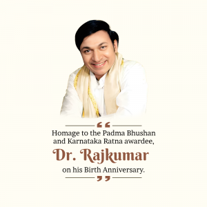 Portrait of Dr. Rajkumar with a tribute message