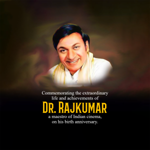 Portrait of Dr. Rajkumar with commemorative text