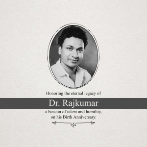 Portrait of Dr. Rajkumar with tribute text