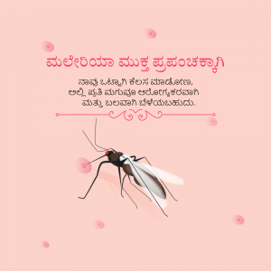 Image depicting a mosquito with text in Kannada promoting awareness.