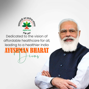 Image of Prime Minister Narendra Modi promoting the Ayushman Bharat scheme.