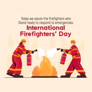Illustration of firefighters responding to a fire