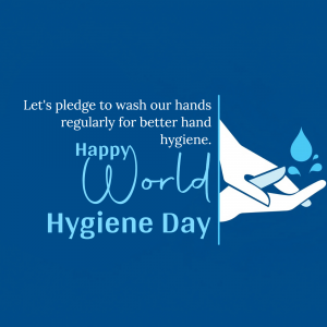 Image promoting World Hygiene Day with hands washing with soap.