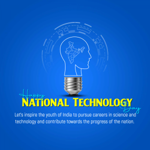 National Technology Day of India with a lightbulb shaped like the country