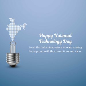 National Technology Day greeting with India map and lightbulb