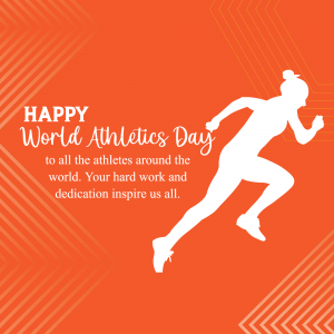 Silhouette of a runner with text 'Happy World Athletics Day'