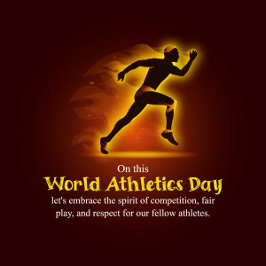 Silhouette of a runner with text 'World Athletics Day'