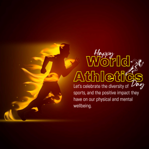 Silhouette of a runner with flames, celebrating World Athletics Day