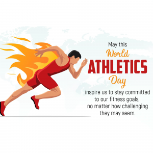 Illustration of a runner with flames, celebrating World Athletics Day.