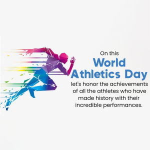 Silhouette of a runner with colorful streaks, celebrating World Athletics Day.