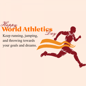 Silhouette of a runner with text 'Happy World Athletics Day'