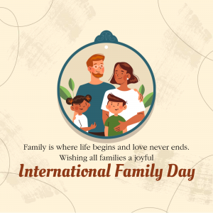 Illustration of a family with a father, mother, son and daughter celebrating International Family Day.