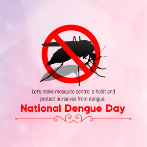 National Dengue Day poster with a mosquito inside a red prohibition sign.
