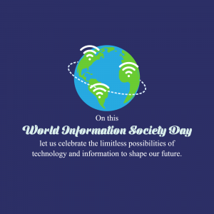 Illustration of a globe with wifi signals around it, celebrating World Information Society Day.