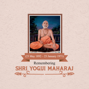 Portrait of Shri Yogiji Maharaj with dates of birth and death