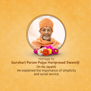 H.D.H. Hariprasad Swami Maharaj Jayanti ad post