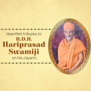 H.D.H. Hariprasad Swami Maharaj Jayanti greeting image
