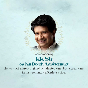 Portrait of KK, a renowned Indian singer, with a memorial message.
