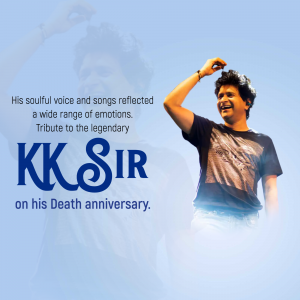 Tribute image to KK, a renowned Indian singer, on his death anniversary.