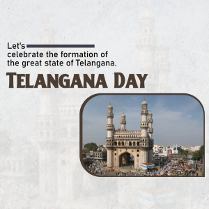 Telangana Day greeting with Charminar image