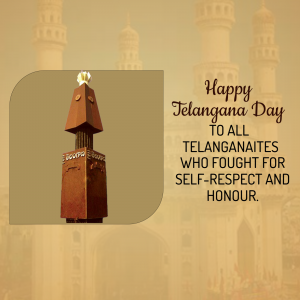 Telangana Day greeting with Charminar in the background
