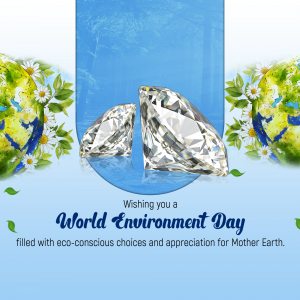 World Environment Day graphic with diamonds and floral elements.