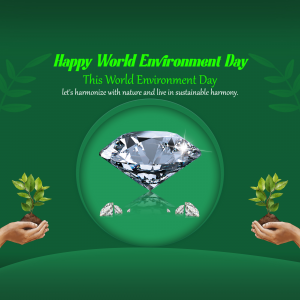 World Environment Day greeting with diamond and plants