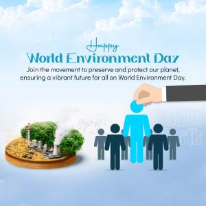World Environment Day illustration with a person planting a seedling on Earth.