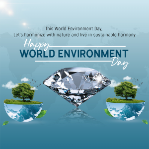 World Environment Day graphic with floating islands and a diamond