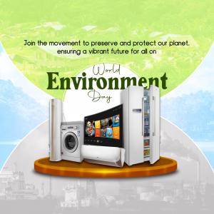 Image promoting World Environment Day with energy-efficient appliances.