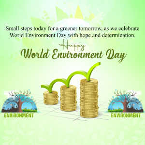 World Environment Day graphic with growing plants and text.