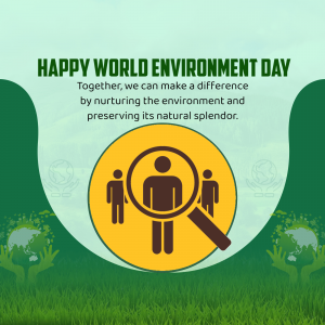 World Environment Day graphic with people and magnifying glass