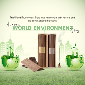 World Environment Day graphic with Earth, trees, and sustainable products
