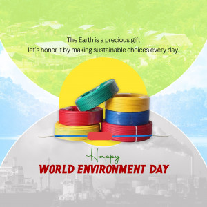 World Environment Day graphic with recycling ribbons and Earth background