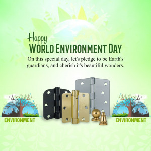 World Environment Day graphic with hinges and nature elements
