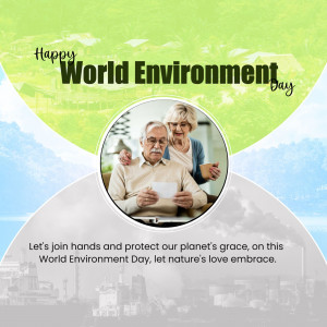 Image depicting an elderly couple with a World Environment Day message.