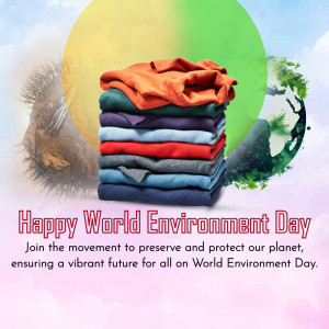 Folded clothes with a nature background for World Environment Day