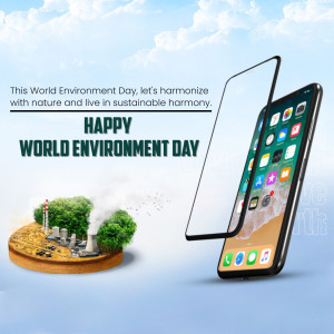 Smartphone displaying a miniature landscape representing World Environment Day.