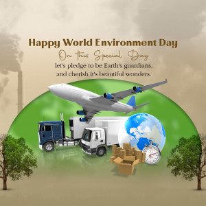 World Environment Day graphic with transportation and Earth