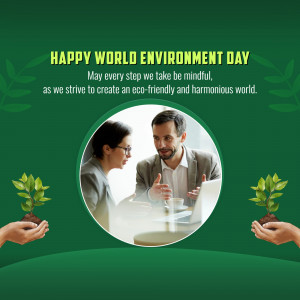 Image depicting people collaborating on a laptop with plants, celebrating World Environment Day.