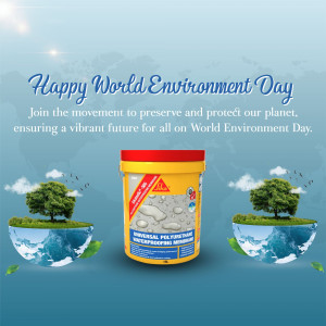 World Environment Day graphic featuring a waterproofing product and a healthy planet.