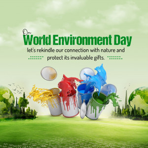 World Environment Day graphic with paint splashes and globes