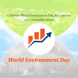 World Environment Day graphic with growth chart and green landscape