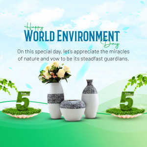 World Environment Day celebration with flowers and vases