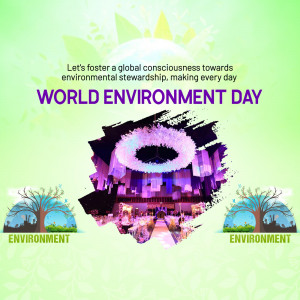 World Environment Day graphic with Earth imagery and text promoting environmental stewardship.