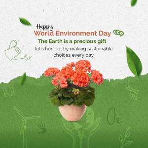 World Environment Day graphic with flowers and eco-friendly elements