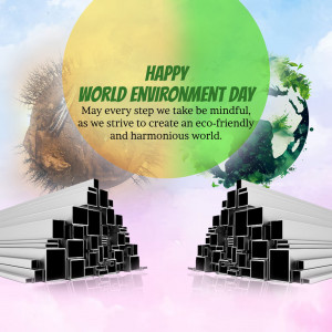 World Environment Day graphic with Earth and industrial elements