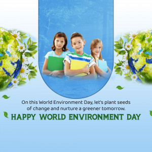 Image depicting children with a globe and floral elements for World Environment Day.